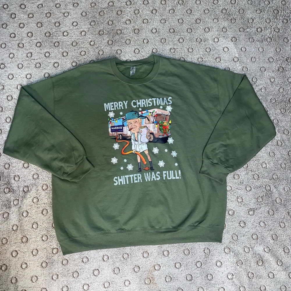 Gildan Trump Funny Ugly Christmas Sweater Size XL  Olive Green National Lampoon